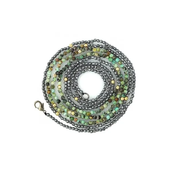 Hematite and Turquoise 36'' Necklace Image 2 Diamonds Direct St. Petersburg, FL