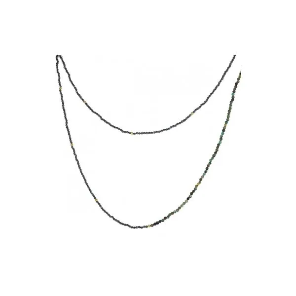 Hematite and Turquoise 36'' Necklace Image 3 Diamonds Direct St. Petersburg, FL