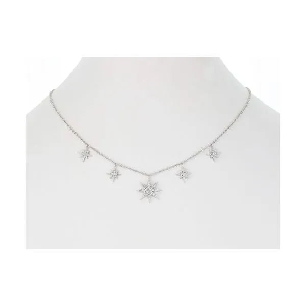 Rhodium Plated Necklace with CZ starbursts Diamonds Direct St. Petersburg, FL