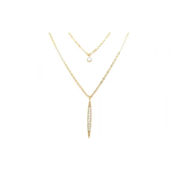 Gold Plated Layered Necklace with CZ Pave Diamonds Direct St. Petersburg, FL