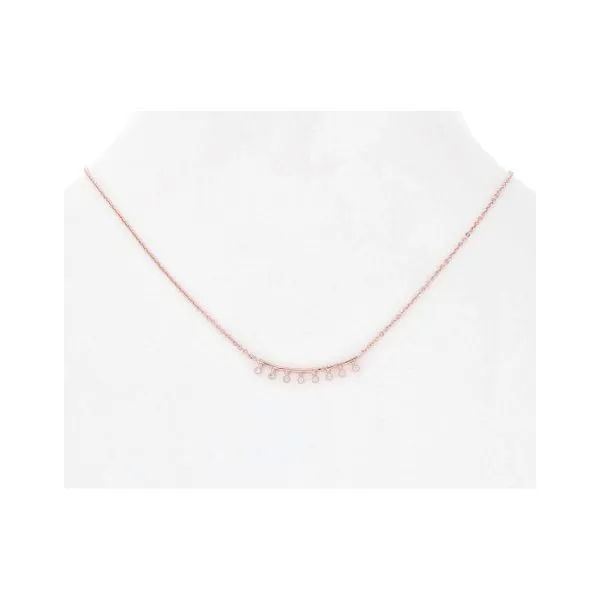 Rose Gold Plated Necklace with Curved Bar and CZs Diamonds Direct St. Petersburg, FL