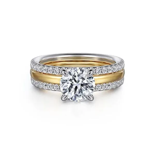 Gabriel & Co. 14K White-Yellow Gold Round Diamond Engagement Ring Diamond Showcase Longview, WA