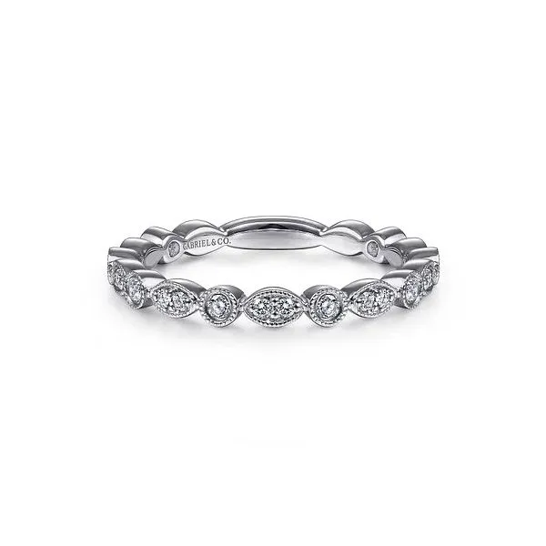 Gabriel & Co. 14K White Gold Marquise and Round Station Diamond Ring Diamond Showcase Longview, WA
