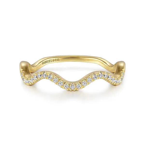 Gabriel & Co. 14K Yellow Gold Diamond Wave Stackable Ladies Ring Diamond Showcase Longview, WA