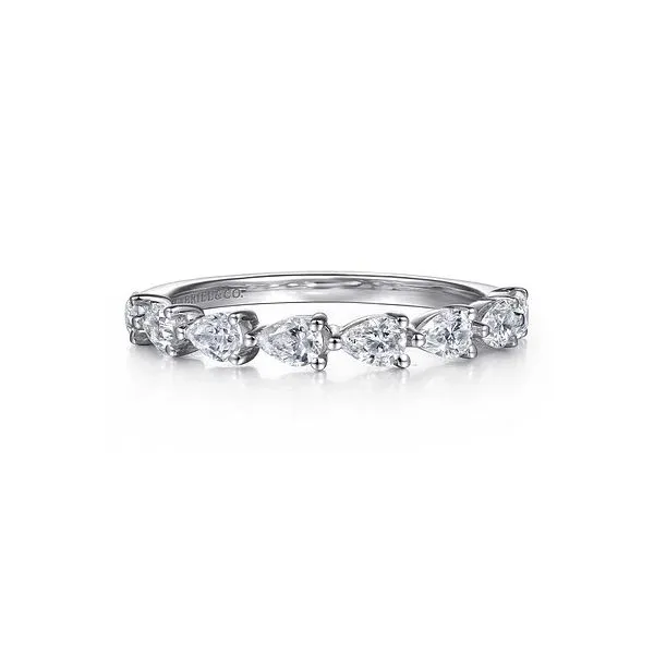 Gabriel & Co. 14K White Gold Bezel and Prong Pear Shape Diamond Anniversary Band Diamond Showcase Longview, WA