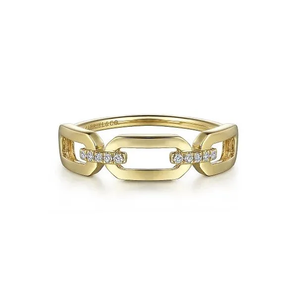 Gabriel & Co. 14K Yellow Gold Diamond Link Chain Ladies Ring Diamond Showcase Longview, WA