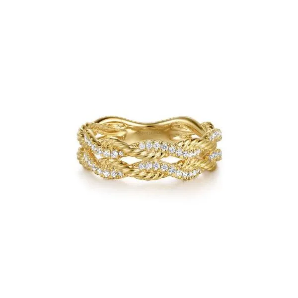 Gabriel & Co. 14K Yellow Gold Diamond Twisted Ladies Ring Diamond Showcase Longview, WA