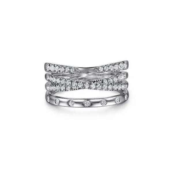Gabriel & Co. 14K White Gold Graduating Diamond Spike Easy Stackable Ring Diamond Showcase Longview, WA