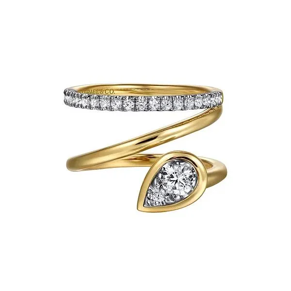 Gabriel & Co. 14K White & Yellow Gold Diamond Bypass Ring Diamond Showcase Longview, WA