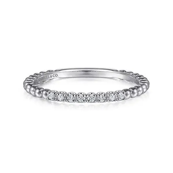 Gabriel & Co. 14K White Gold Bujukan Bead and Diamond Stackable Ring Diamond Showcase Longview, WA