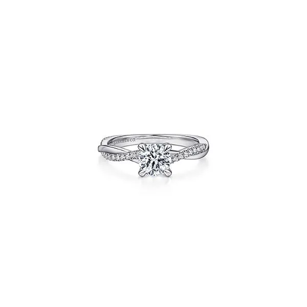 Gabriel & Co. 14K White Gold Round Twisted Diamond Engagement Ring Diamond Showcase Longview, WA
