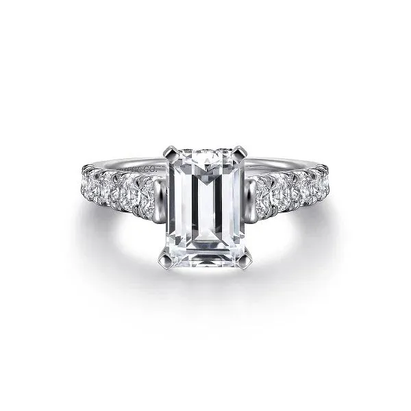 Gabriel & Co. 14K White Gold Emerald Cut Diamond Engagement Ring Diamond Showcase Longview, WA