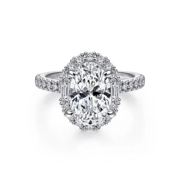 Gabriel & Co. 14K White Gold Oval Halo Diamond Engagement Ring Diamond Showcase Longview, WA