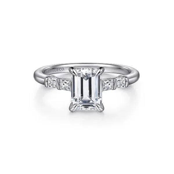 Gabriel & Co. 14K White Gold Emerald Cut Diamond Engagement Ring Diamond Showcase Longview, WA