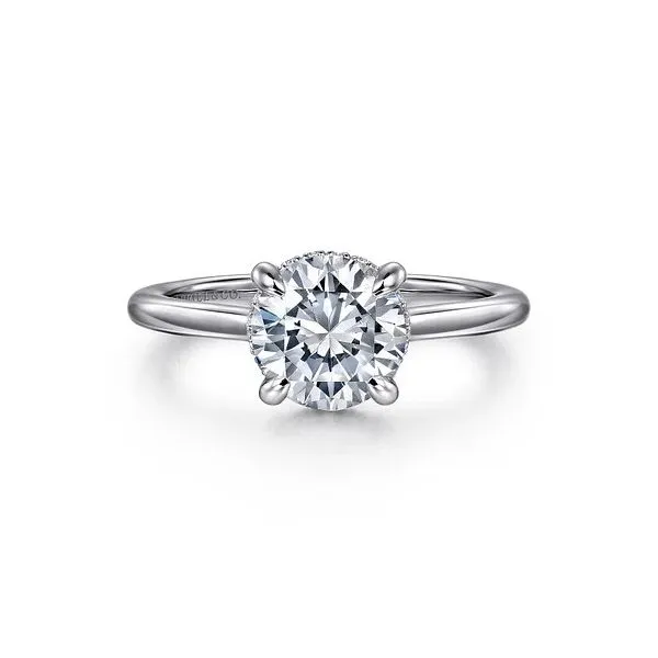 Gabriel & Co. 14K White Gold Round Halo Diamond Engagement Ring Diamond Showcase Longview, WA