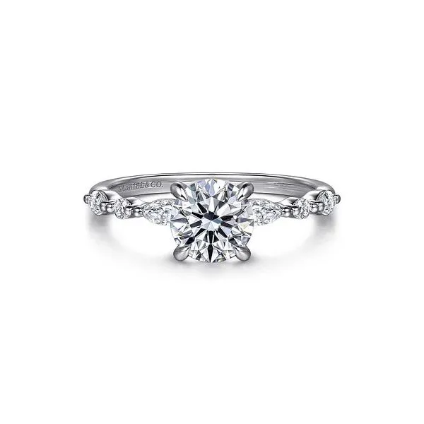 Gabriel & Co. 14K White Gold Round Diamond Engagement Ring Diamond Showcase Longview, WA