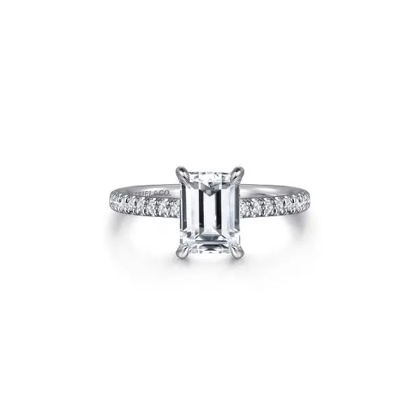 Gabriel & Co. 14K White Gold Emerald Cut Diamond Engagement Ring Diamond Showcase Longview, WA