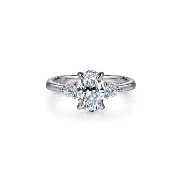 Gabriel & Co. 14K White Gold Oval Three Stone Diamond Engagement Ring Diamond Showcase Longview, WA