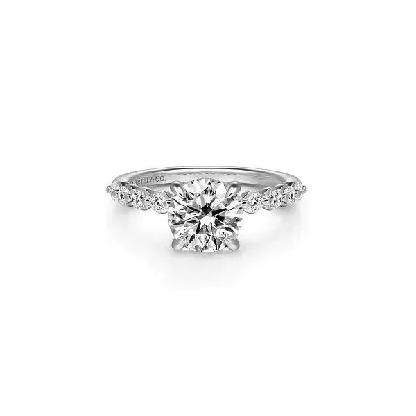 Gabriel & Co. 14K White Gold Round Diamond Engagement Ring Diamond Showcase Longview, WA