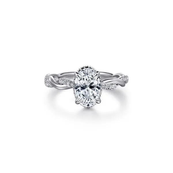 Gabriel & Co. 14K White Gold Oval Halo Diamond Engagement Ring Diamond Showcase Longview, WA
