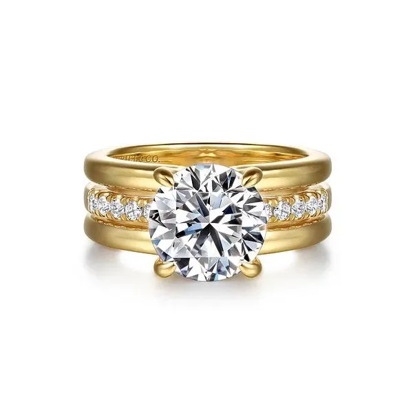 Gabriel & Co. 14K Yellow Gold Round Diamond Engagement Ring Diamond Showcase Longview, WA