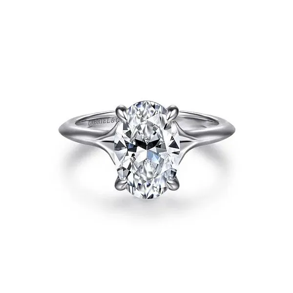 Gabriel & Co. 14K Yellow Gold Split Shank Oval Diamond Engagement Ring Diamond Showcase Longview, WA