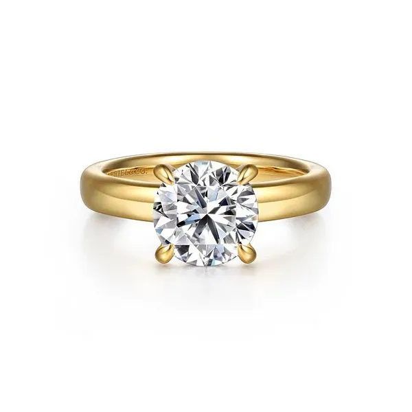 Gabriel & Co. 14K Yellow Gold Round Diamond Engagement Ring Diamond Showcase Longview, WA