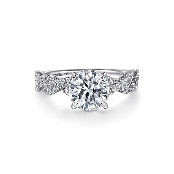 Gabriel & Co. 14K White Gold Twisted Round Diamond Engagement Ring Diamond Showcase Longview, WA