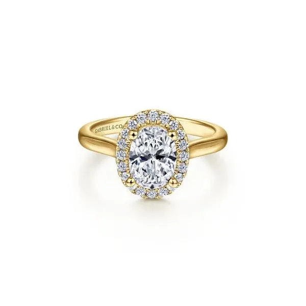 Gabriel & Co. 14K Yellow Gold Oval Halo Diamond Engagement Ring Diamond Showcase Longview, WA