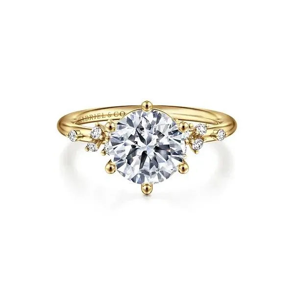 Gabriel & Co. 14K Yellow Gold Round Diamond Engagement Ring Diamond Showcase Longview, WA