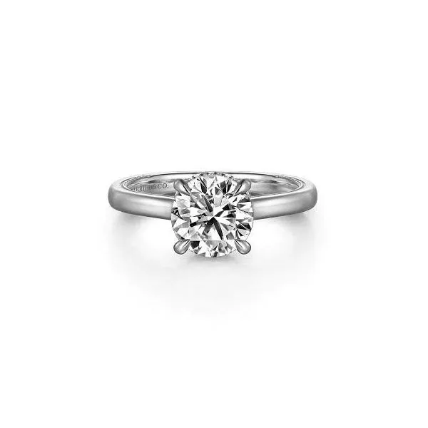 Gabriel & Co. 14K White Gold Round Diamond Engagement Ring Diamond Showcase Longview, WA