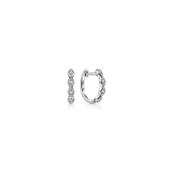Gabriel & Co. 14K White Gold Diamond Huggie Earrings Diamond Showcase Longview, WA