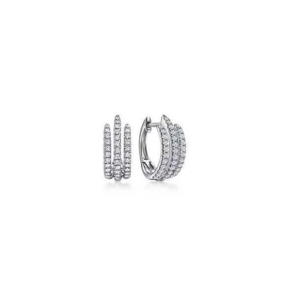 Gabriel & Co. 14K White Gold Triple Row Diamond Huggies similar item image