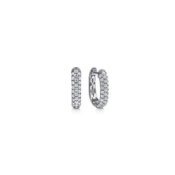 Gabriel & Co. 14K White Gold Pave Diamond Classic Oval Hoop Earrings Diamond Showcase Longview, WA
