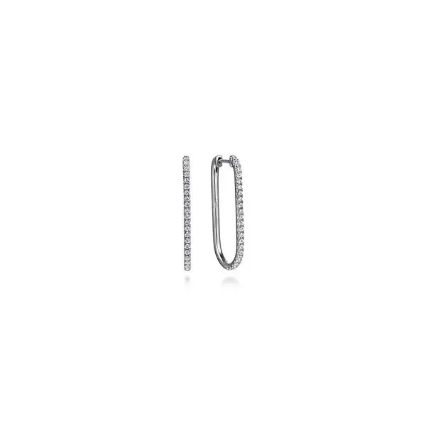 Gabriel & Co. 14K White Gold Diamond Classic Elongated Oval Hoop Earrings Diamond Showcase Longview, WA