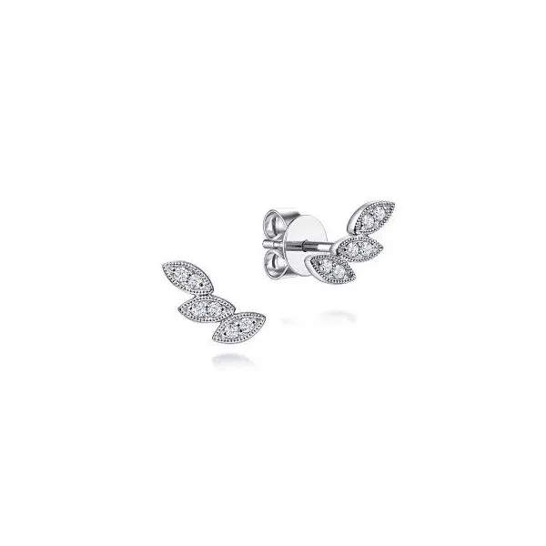 Gabriel & Co. 14K White Gold Diamond Leaf Shape Stud Earrings Diamond Showcase Longview, WA