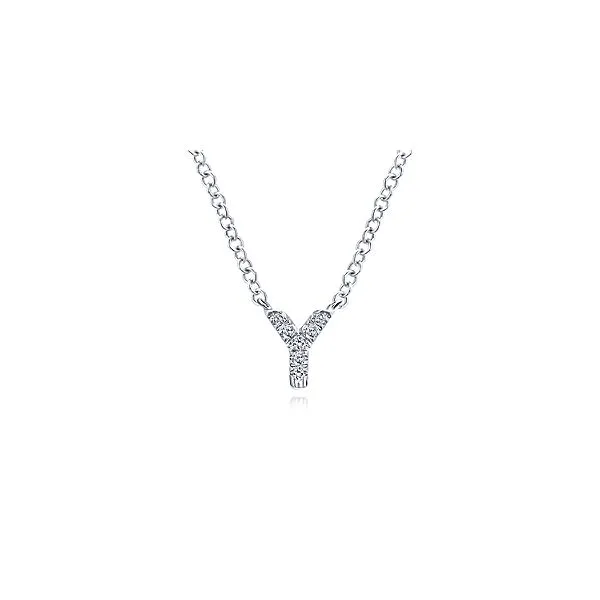 Gabriel & Co. 14K White Gold Diamond Y Initial Pendant Necklace similar item image