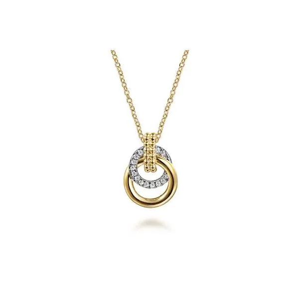 Gabriel & Co. 14K White & Yellow Gold Bujukan Diamond Pendant Necklace Diamond Showcase Longview, WA