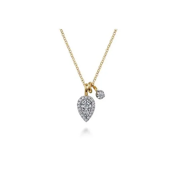 Gabriel & Co. 14K White & Yellow Gold Double Diamond Pendant Necklace Diamond Showcase Longview, WA