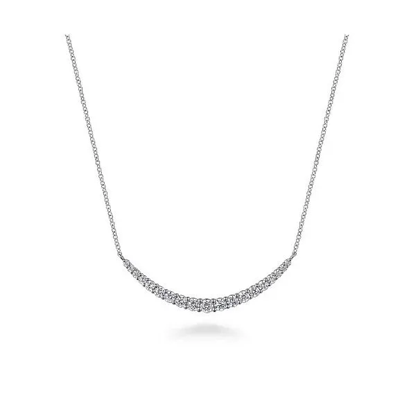 Gabriel & Co. 14K White Gold Prong Set Diamond Bar Necklace Diamond Showcase Longview, WA