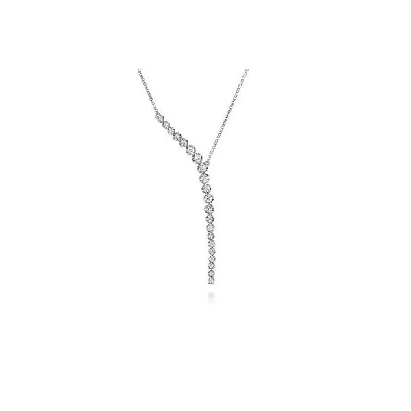 Gabriel & Co. 14K White Gold Diamond Y Necklace Diamond Showcase Longview, WA