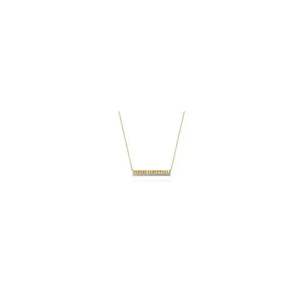 Gabriel & Co. 14K White &Yellow Gold Diamond Bar Necklace with Diamond Cut Texture Diamond Showcase Longview, WA