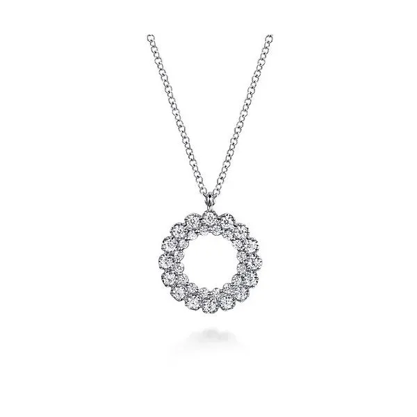 Gabriel & Co. 14K White Gold Diamond Circle Pendant Necklace Diamond Showcase Longview, WA
