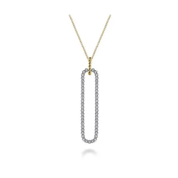 Gabriel & Co. 14K White & Yellow Gold Bujukan Beads and Diamond Pendant Necklace Diamond Showcase Longview, WA