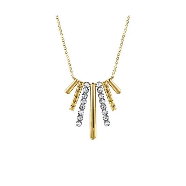 Gabriel & Co. 14K White & Yellow Gold Diamond Pendant Necklace Diamond Showcase Longview, WA