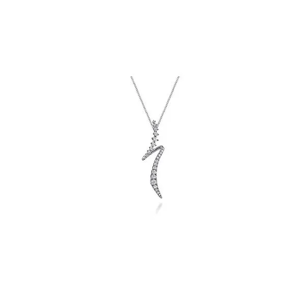Gabriel & Co. 14K White Gold Graduating Diamond Bypass Pendant Necklace Diamond Showcase Longview, WA