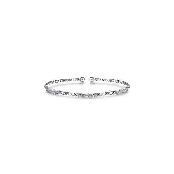 Gabriel & Co. 14K White Gold Bujukan Diamond Stations Bangle Diamond Showcase Longview, WA