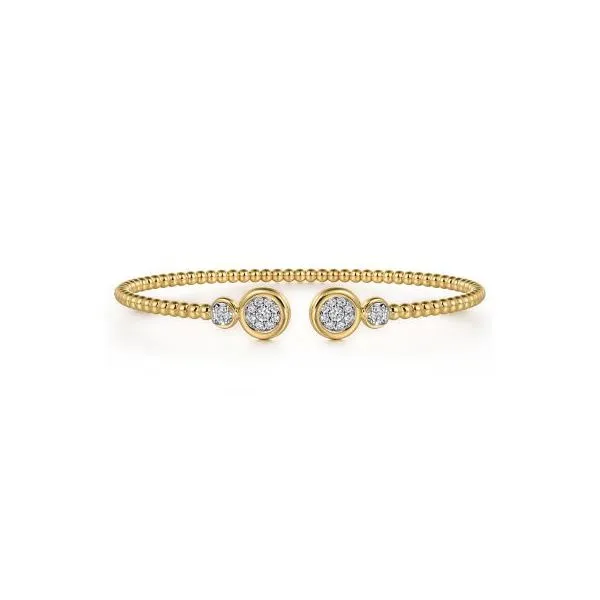 Gabriel & Co. 14K White and Yellow Gold Diamond Bujukan Bangle Diamond Showcase Longview, WA