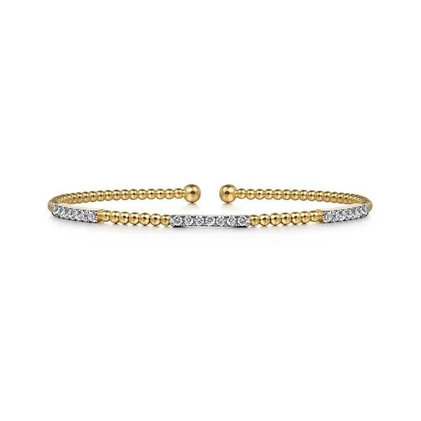 Gabriel & Co. 14K Yellow Gold Bujukan Diamond Stations Bangle Diamond Showcase Longview, WA