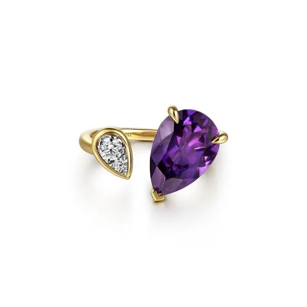 Gabriel & Co. 14K White & Yellow Gold Diamond and Amethyst Open Ring Diamond Showcase Longview, WA